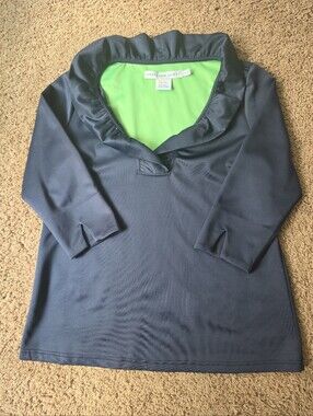 Gretchen Scott Designs Navy Tunic with Ruffle Trim